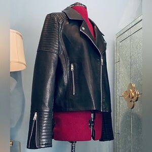 Topshop Black Faux Leather Biker Jacket